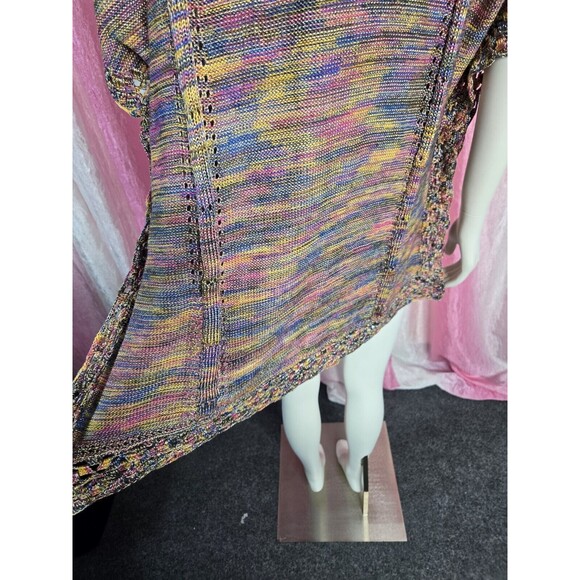 Democracy Colorful Crochet Knit Semi Sheer Long Top Size Small Medium - Picture 13 of 16